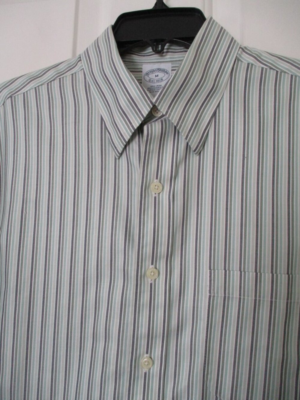 Brooks Brothers Mens L/S Green Cotton Button-down Dress Shirt NWOT-16/33-34 or M
